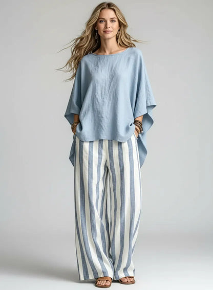 Solid Color Two-Piece Top & Pants Set Sky Blue / S The Nichole Collection - Official Site