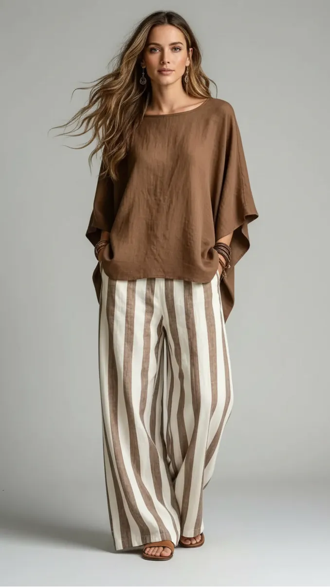 Solid Color Two-Piece Top & Pants Set Brown / S The Nichole Collection - Official Site