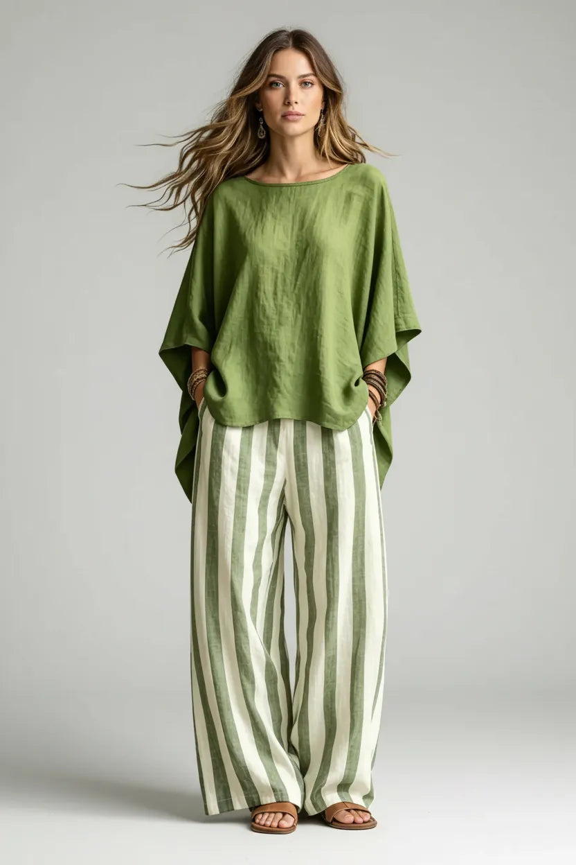 Solid Color Two-Piece Top & Pants Set Olive / S The Nichole Collection - Official Site