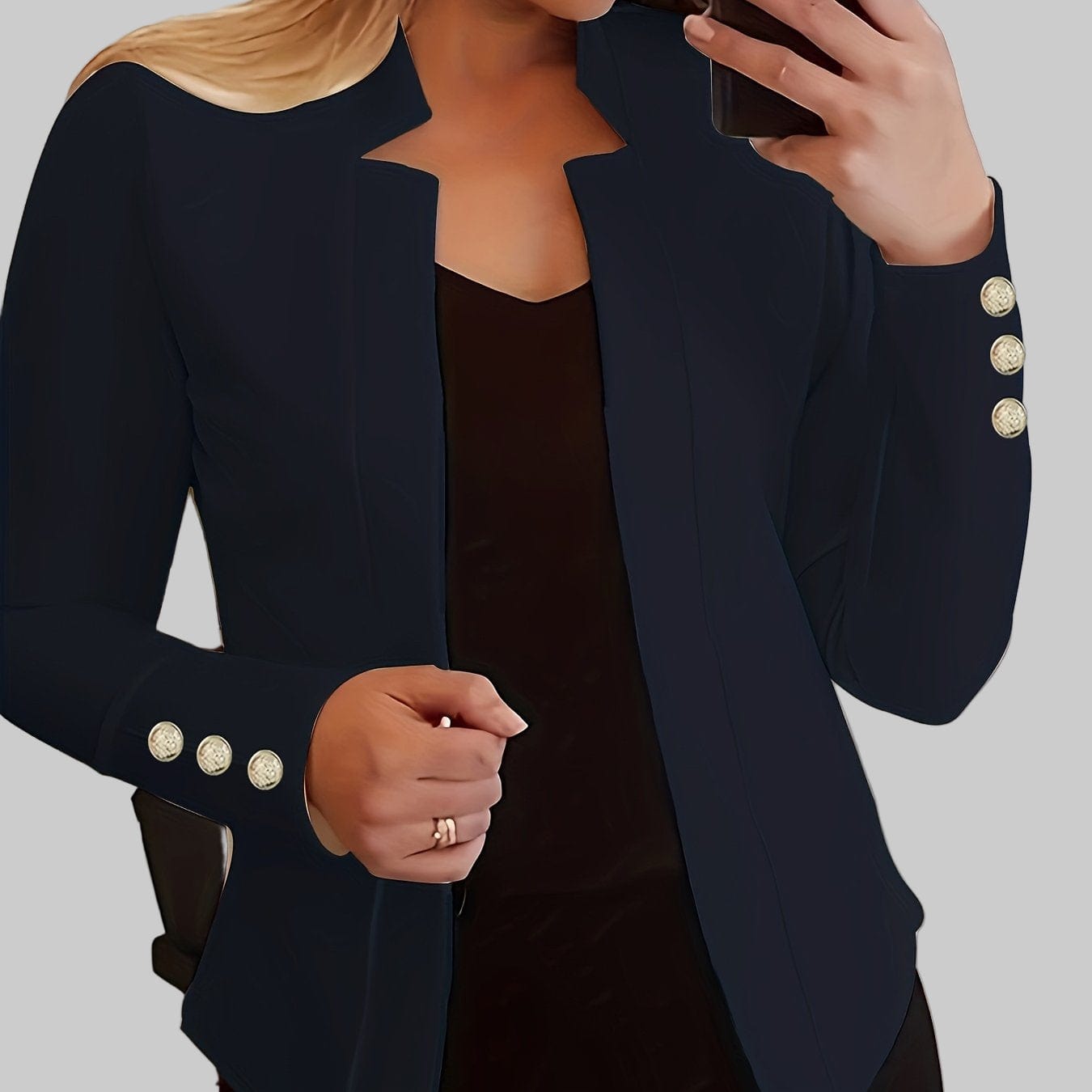 Solid Open Front Women’s Blazer – Casual Long Sleeve Button Blazer for Work & Office Blazers The Nichole Collection