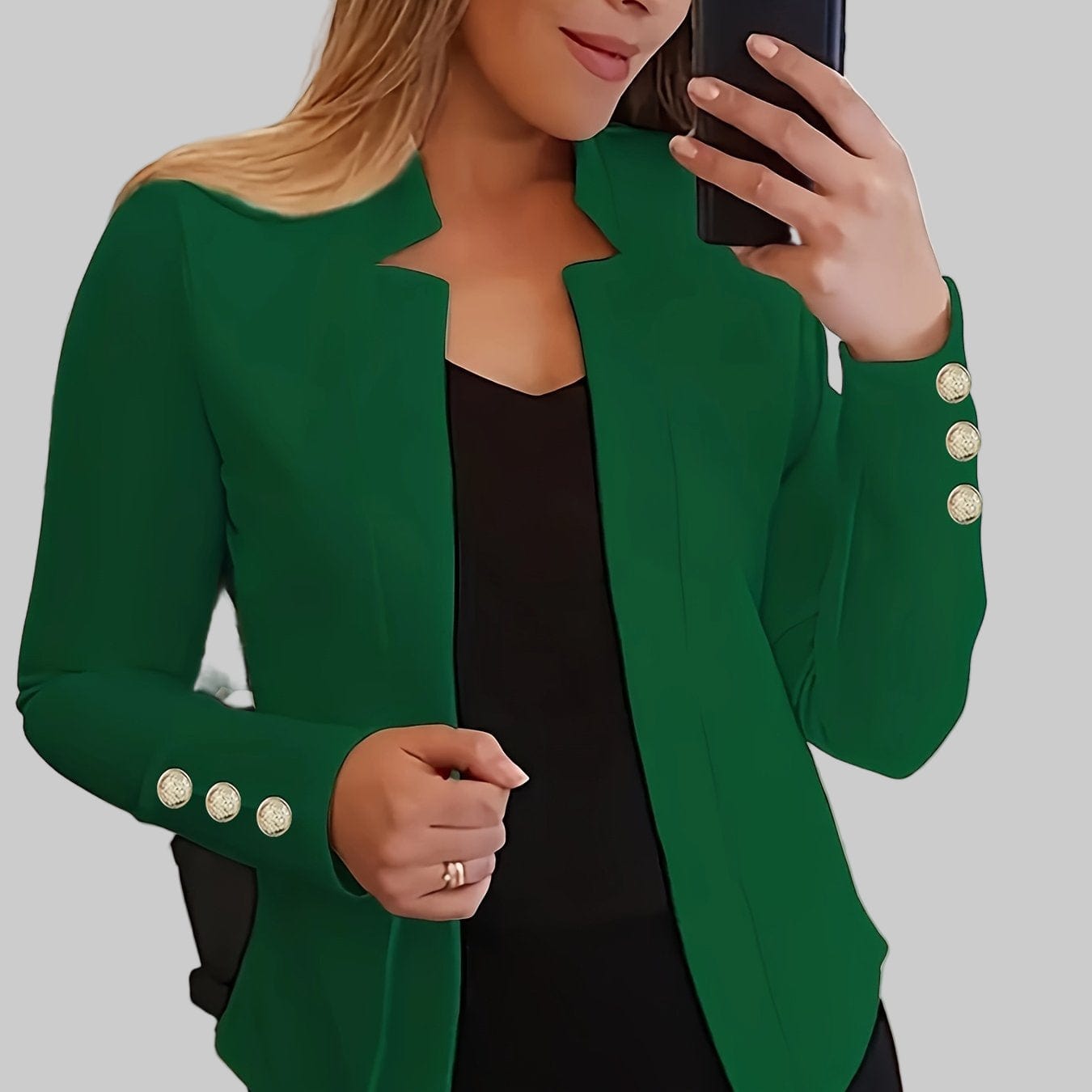 Solid Open Front Women’s Blazer – Casual Long Sleeve Button Blazer for Work & Office Blazers The Nichole Collection