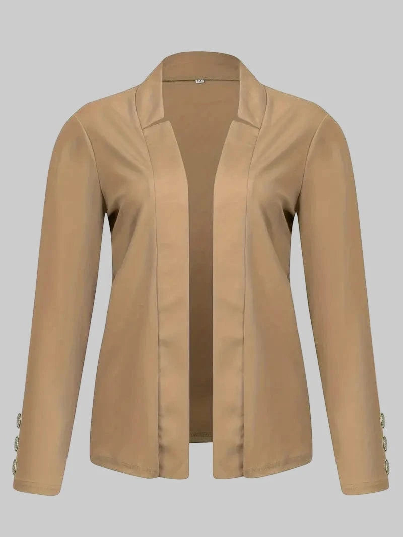 Solid Open Front Women’s Blazer – Casual Long Sleeve Button Blazer for Work & Office Blazers The Nichole Collection