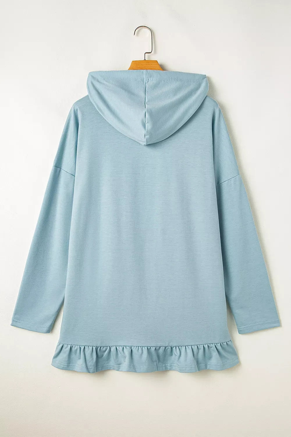 Solid Ruffled Hem Loose Fit Tunic Hoodie The Nichole Collection - Official Site