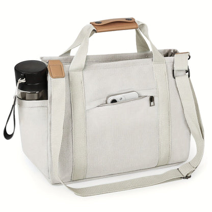 Spacious Multi-Pocket Tote Bag for Women – Work & Travel Handbag with Adjustable Crossbody Strap Gray / Small Size The Nichole Collection