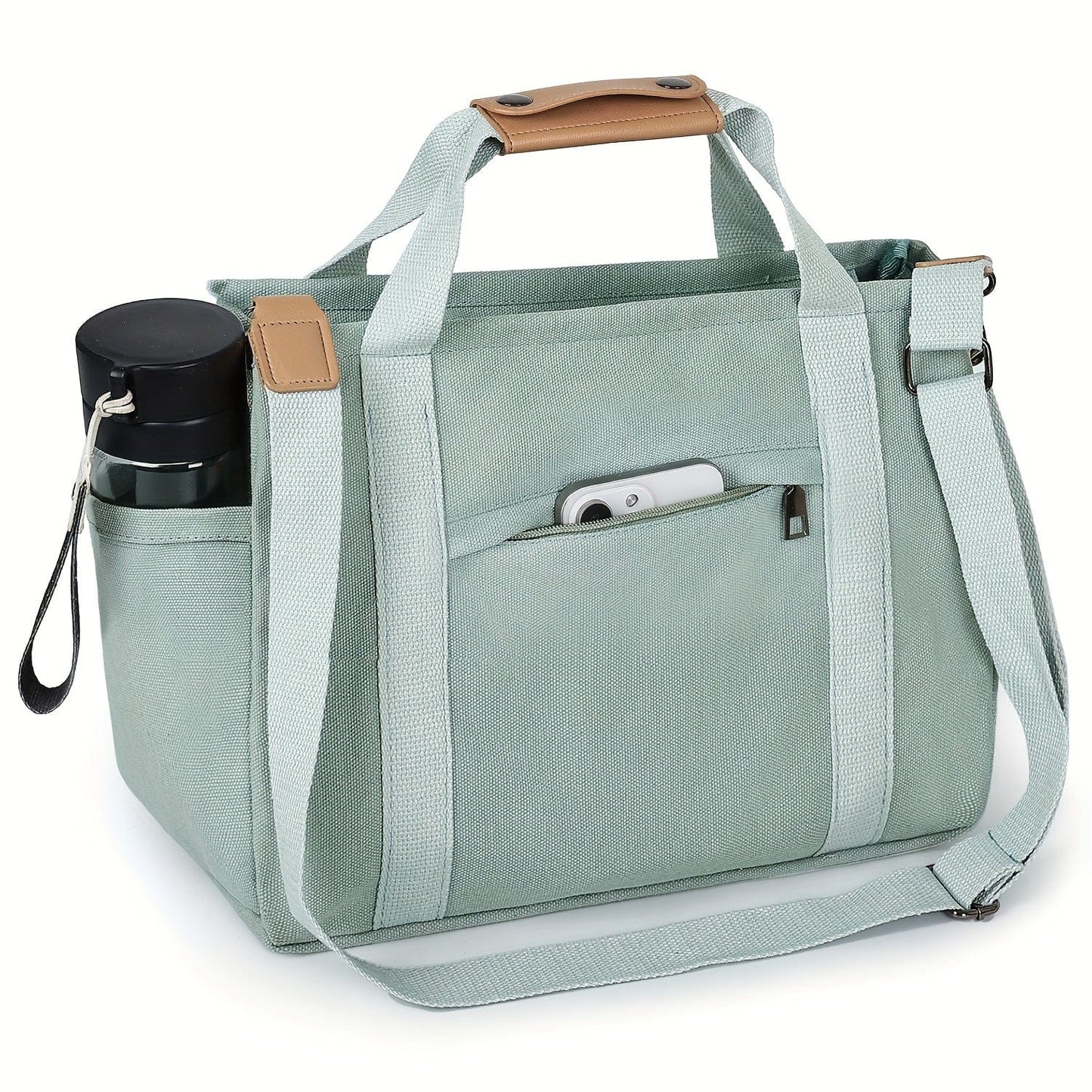 Spacious Multi-Pocket Tote Bag for Women – Work & Travel Handbag with Adjustable Crossbody Strap Green / Small Size The Nichole Collection