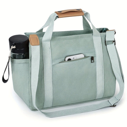 Spacious Multi-Pocket Tote Bag for Women – Work & Travel Handbag with Adjustable Crossbody Strap Green / Small Size The Nichole Collection