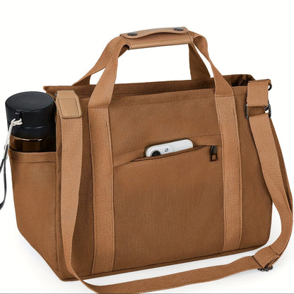 Spacious Multi-Pocket Tote Bag for Women – Work & Travel Handbag with Adjustable Crossbody Strap Brown / Small Size The Nichole Collection