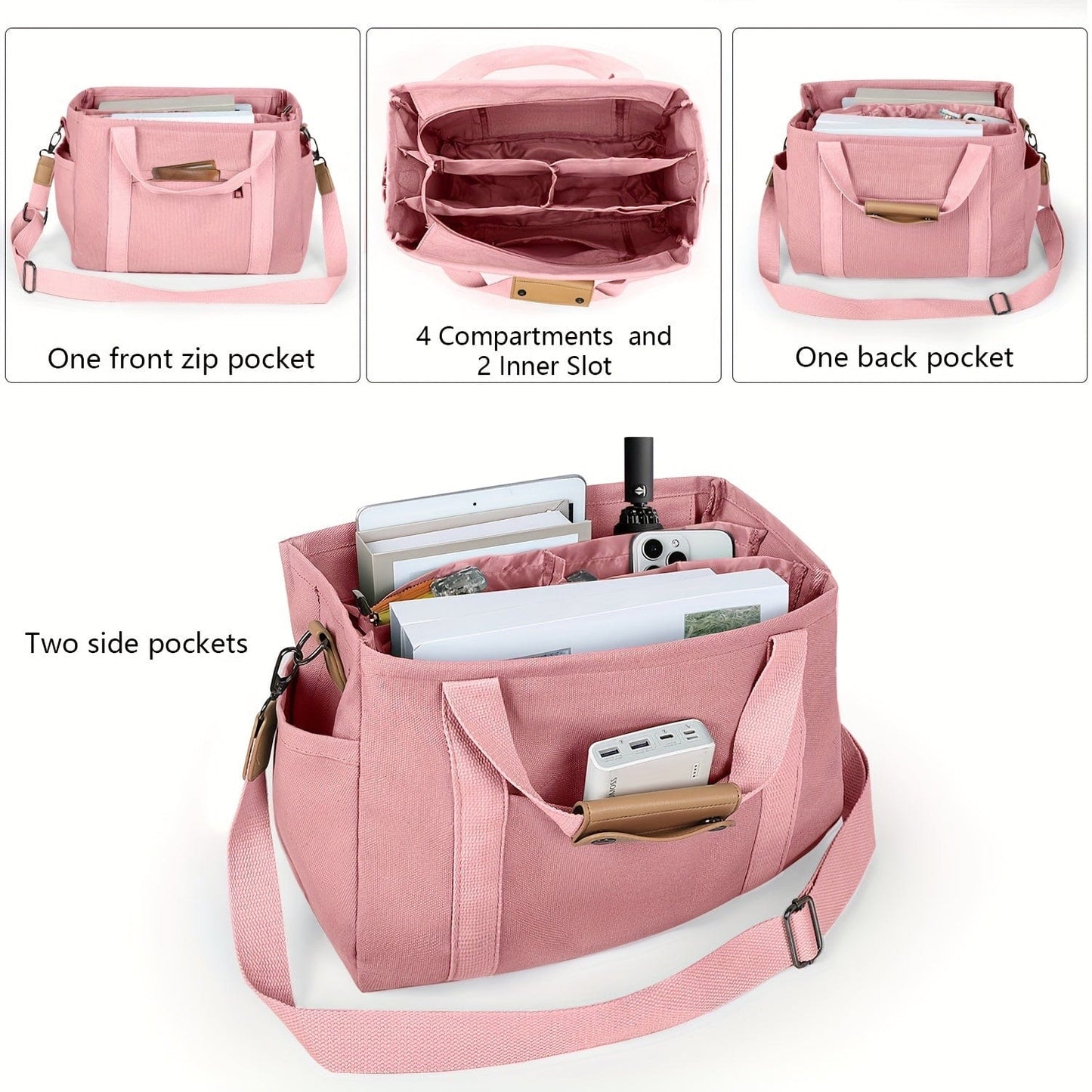 Spacious Multi-Pocket Tote Bag for Women – Work & Travel Handbag with Adjustable Crossbody Strap The Nichole Collection