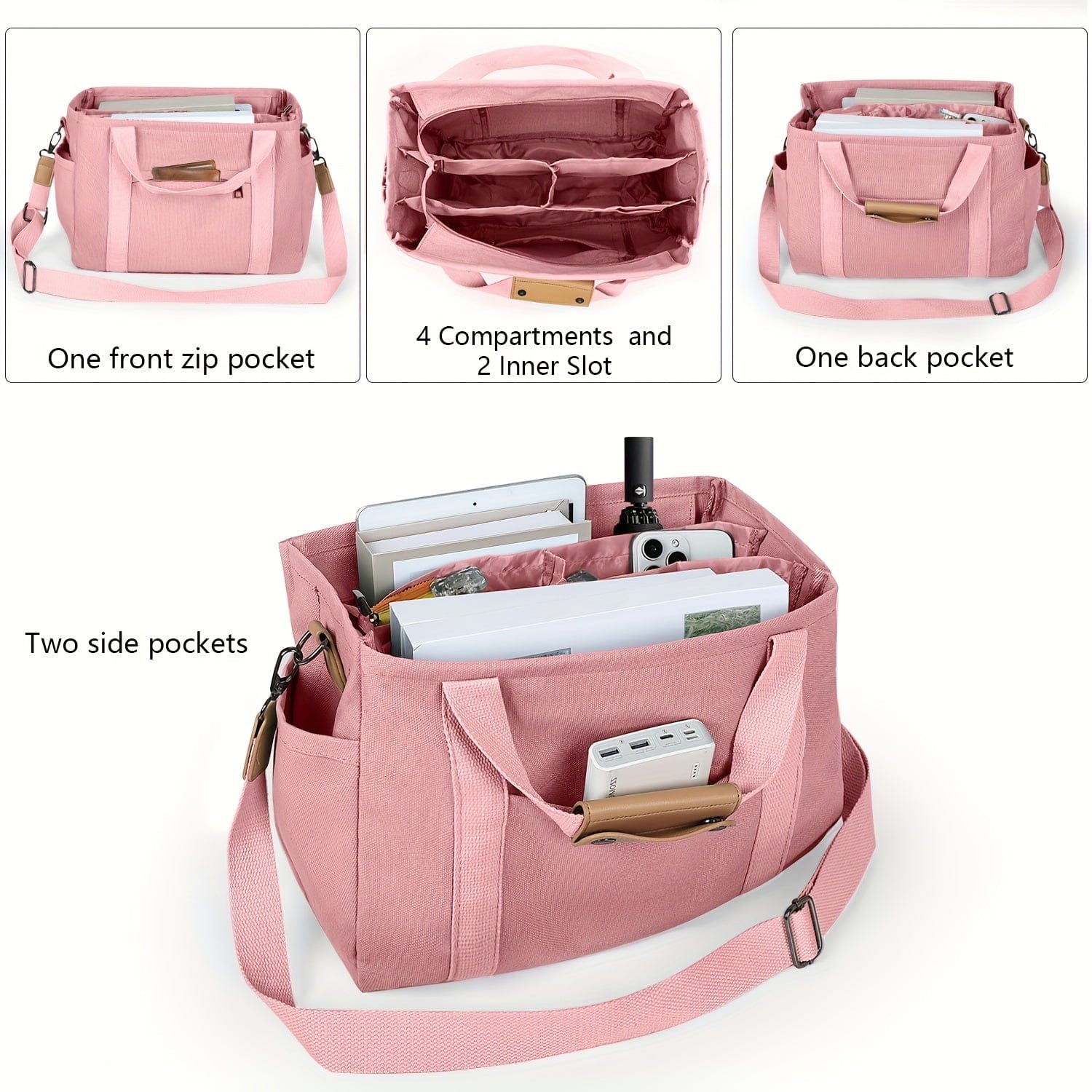 Spacious Multi-Pocket Tote Bag for Women – Work & Travel Handbag with Adjustable Crossbody Strap The Nichole Collection