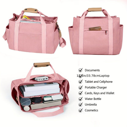 Spacious Multi-Pocket Tote Bag for Women – Work & Travel Handbag with Adjustable Crossbody Strap The Nichole Collection