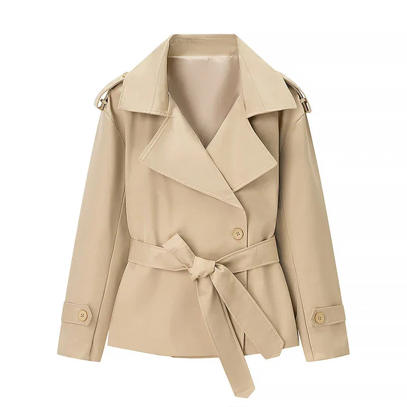 Spring Cropped Trench Coat Khaki / S The Nichole Collection