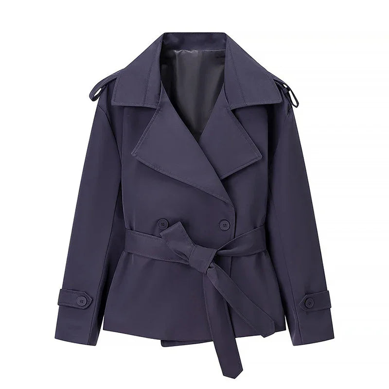 Spring Cropped Trench Coat Blue / S The Nichole Collection