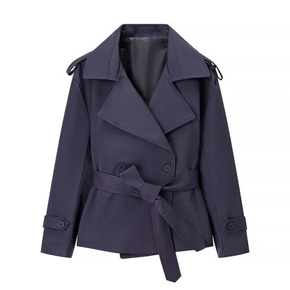 Spring Cropped Trench Coat Blue / S The Nichole Collection