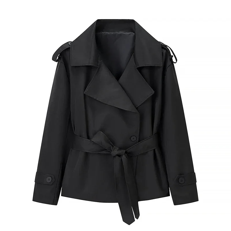 Spring Cropped Trench Coat Black / S The Nichole Collection
