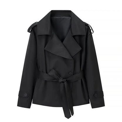 Spring Cropped Trench Coat Black / S The Nichole Collection