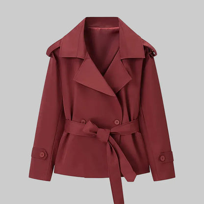 Spring Cropped Trench Coat Brick Red / S The Nichole Collection