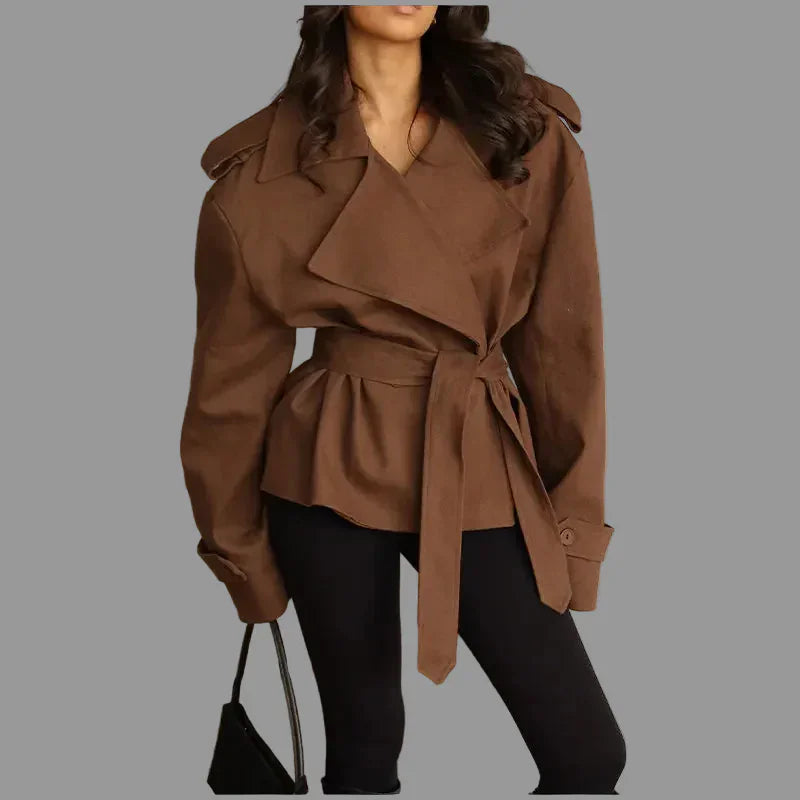 Spring Cropped Trench Coat Brown / S The Nichole Collection