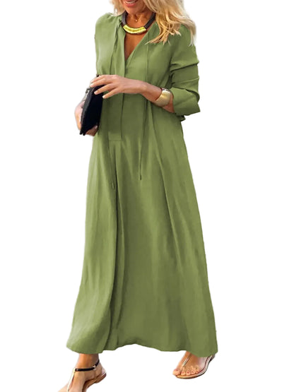 Spring Maxi Shirt Dress Green / S THE NICHOLE COLLECTION - Official Site
