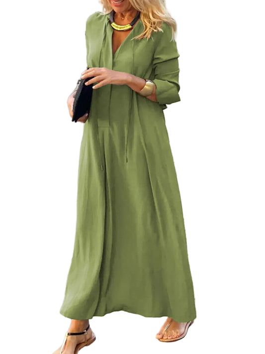 Spring Maxi Shirt Dress Green / S THE NICHOLE COLLECTION - Official Site