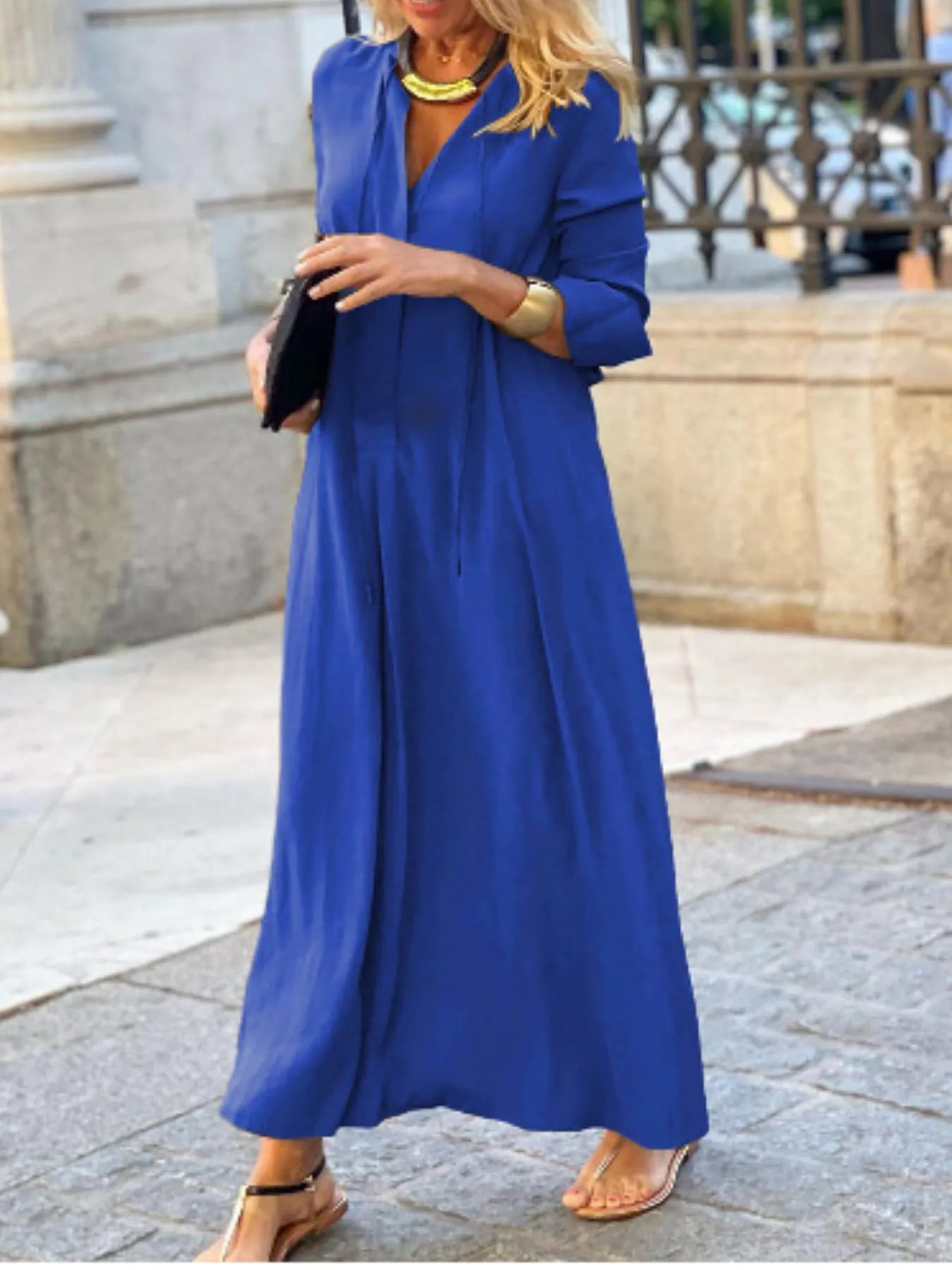 Spring Maxi Shirt Dress Royal Blue / S THE NICHOLE COLLECTION - Official Site