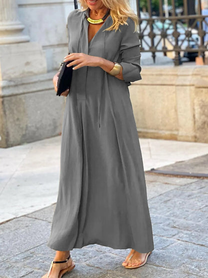 Spring Maxi Shirt Dress Grey / S THE NICHOLE COLLECTION - Official Site