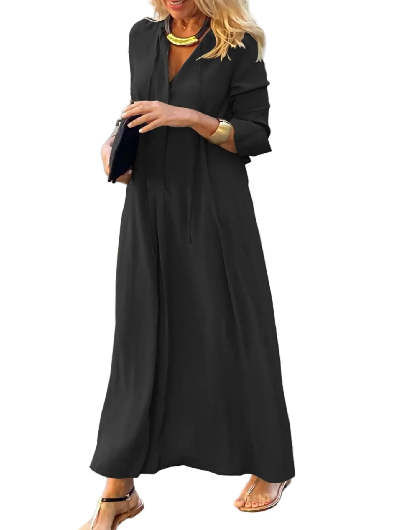 Spring Maxi Shirt Dress Black / S THE NICHOLE COLLECTION - Official Site