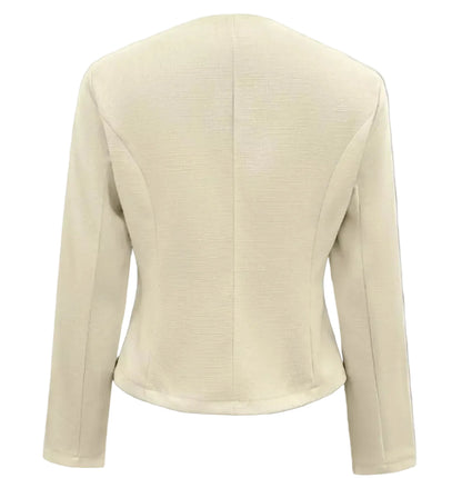Square Neck Button-Down Fitted Blazer - Cream / S