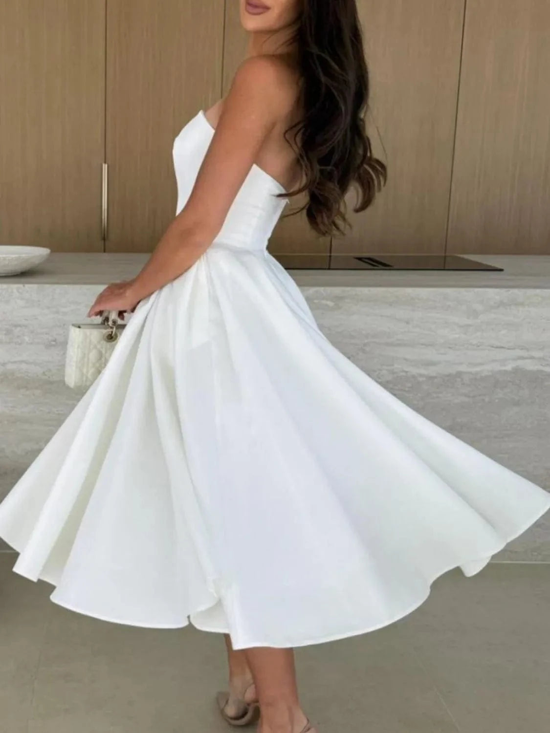 Strapless Midi Dress – Elegant Fit and Flare The Nichole Collection