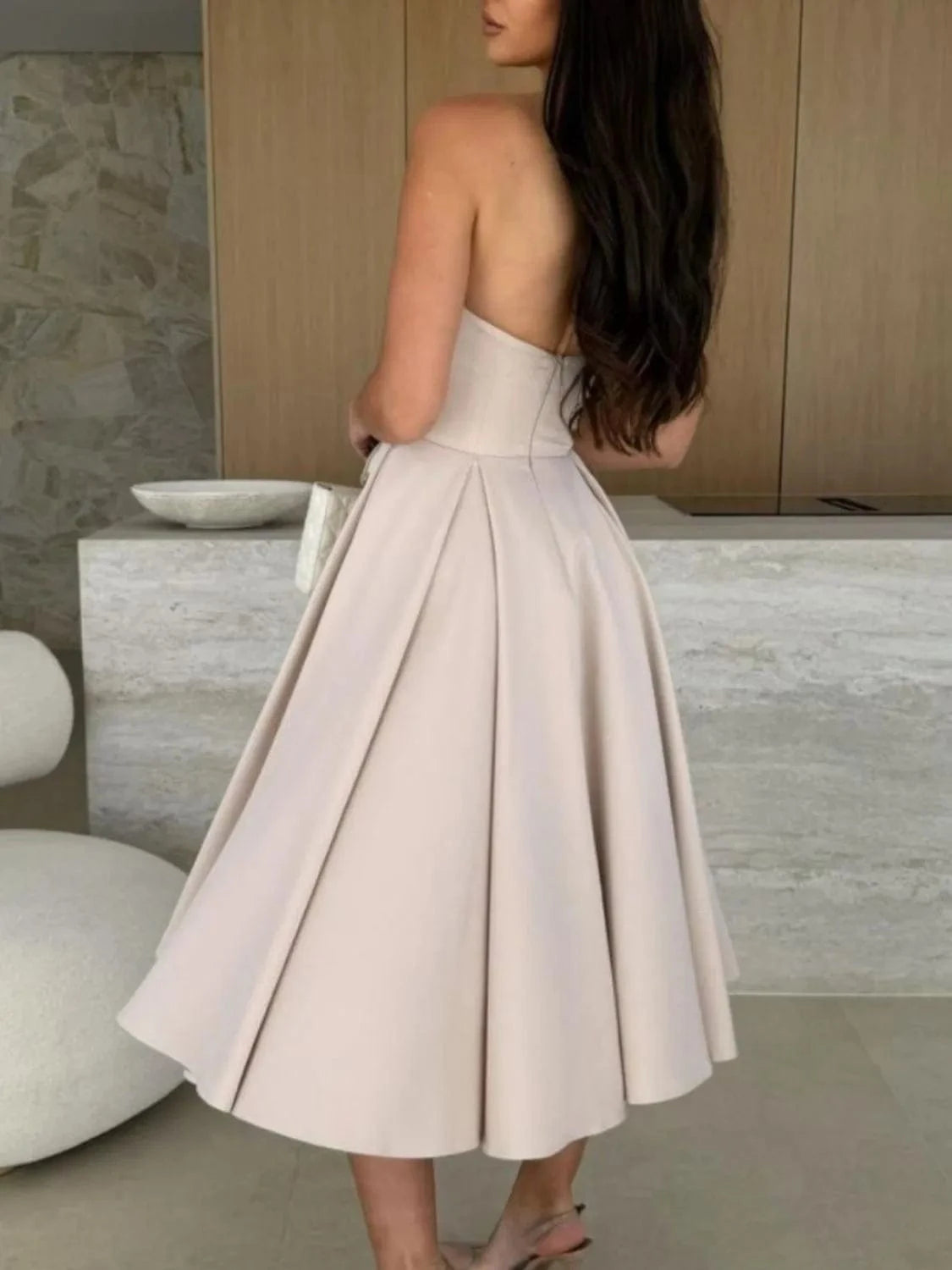 Strapless Midi Dress – Elegant Fit and Flare The Nichole Collection
