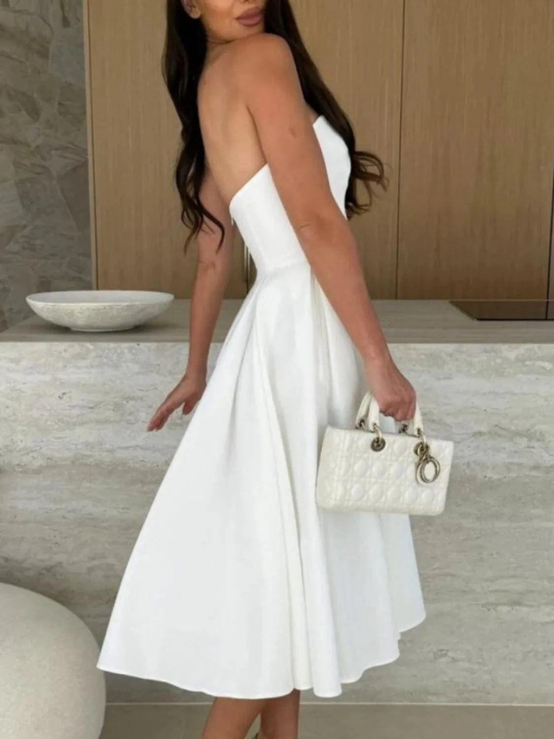 Strapless Midi Dress – Elegant Fit and Flare The Nichole Collection