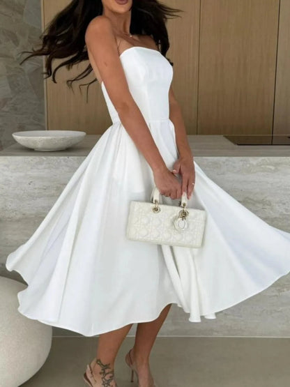 Strapless Midi Dress – Elegant Fit and Flare The Nichole Collection