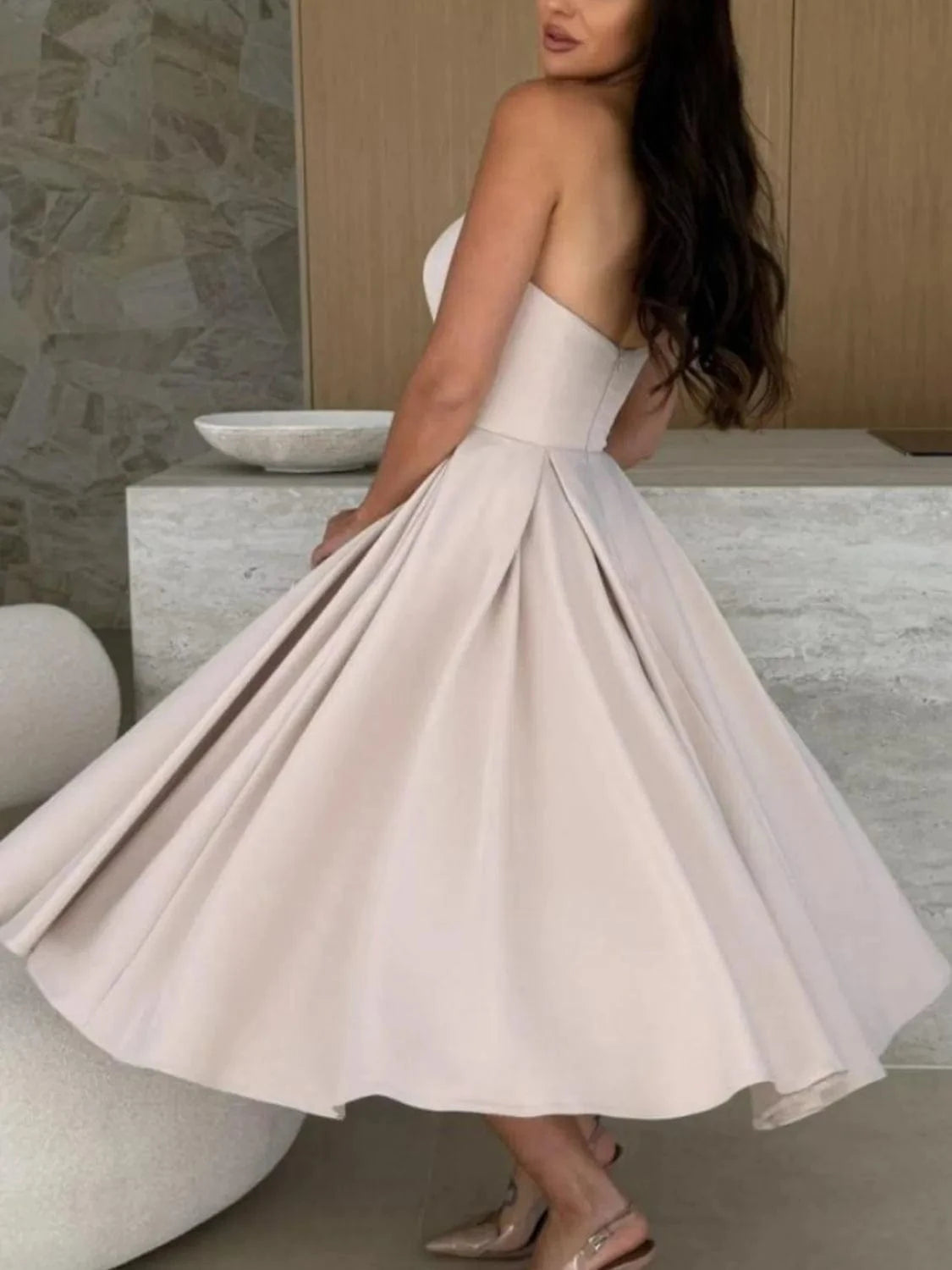 Strapless Midi Dress – Elegant Fit and Flare The Nichole Collection