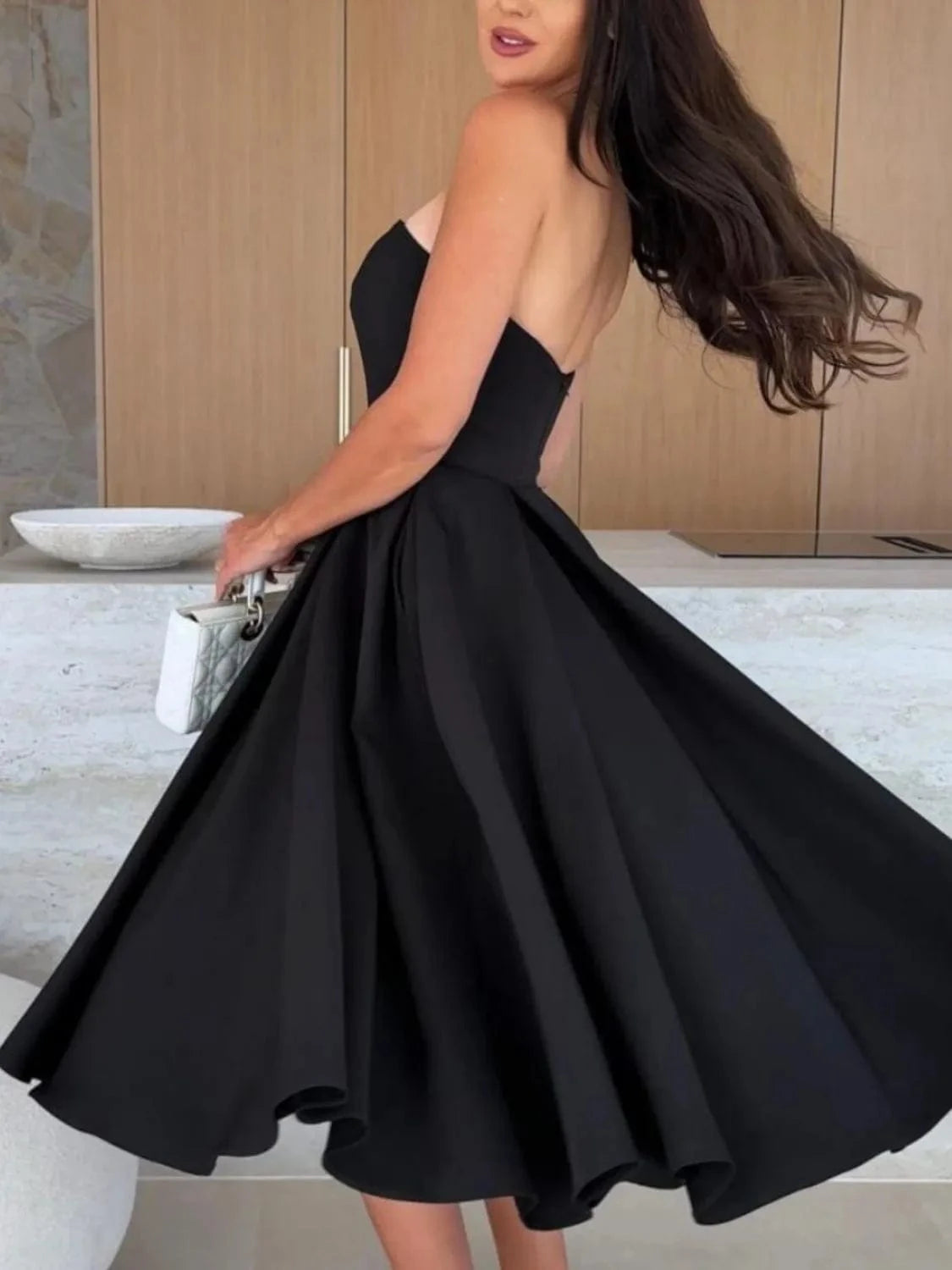 Strapless Midi Dress – Elegant Fit and Flare The Nichole Collection