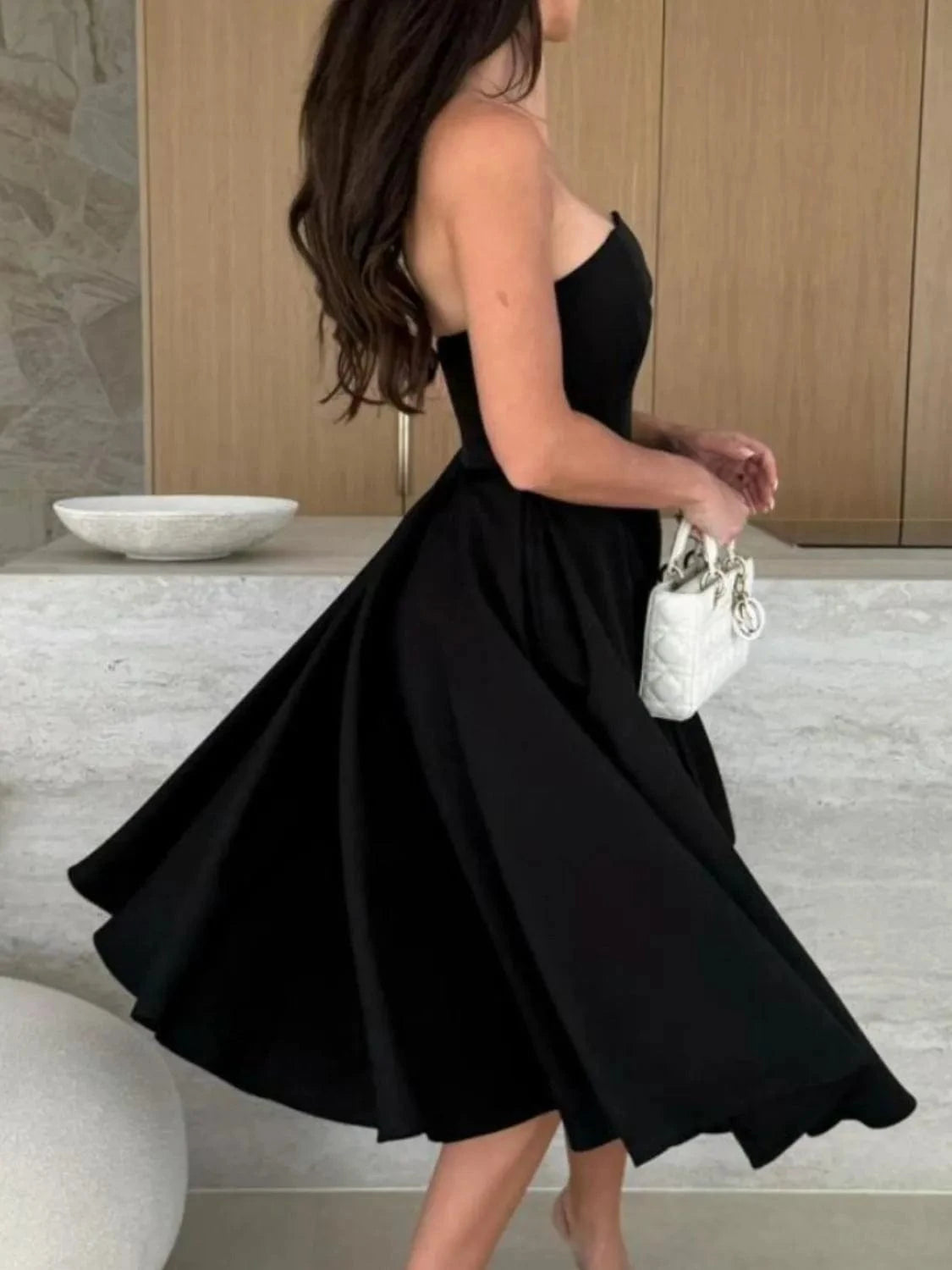 Strapless Midi Dress – Elegant Fit and Flare The Nichole Collection