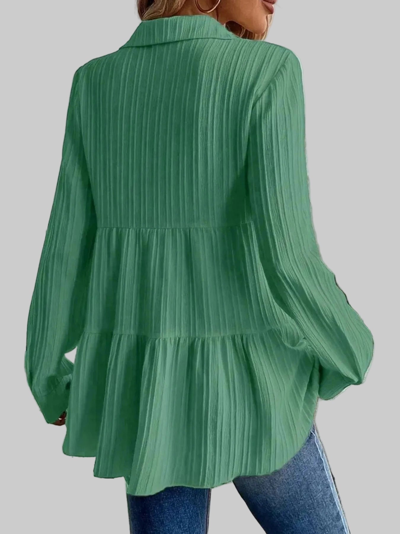 Striped Button-Down Tiered Shirt Shirts & Tops The Nichole Collection
