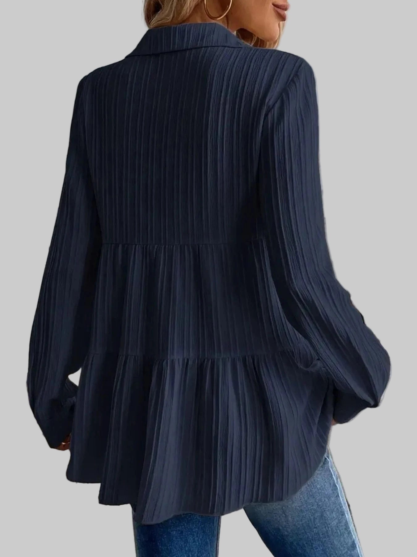 Striped Button-Down Tiered Shirt Shirts & Tops The Nichole Collection