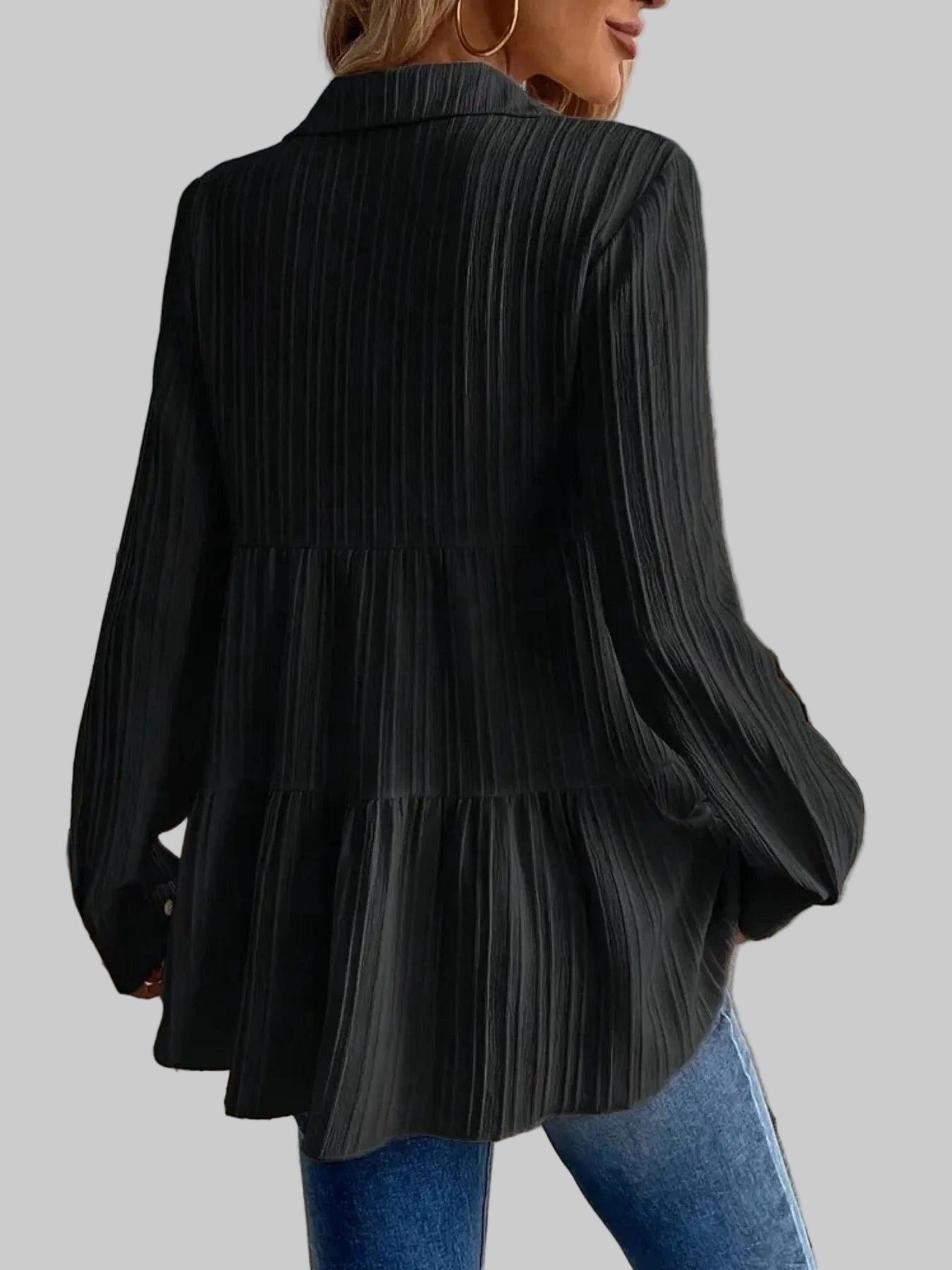 Striped Button-Down Tiered Shirt Shirts & Tops The Nichole Collection