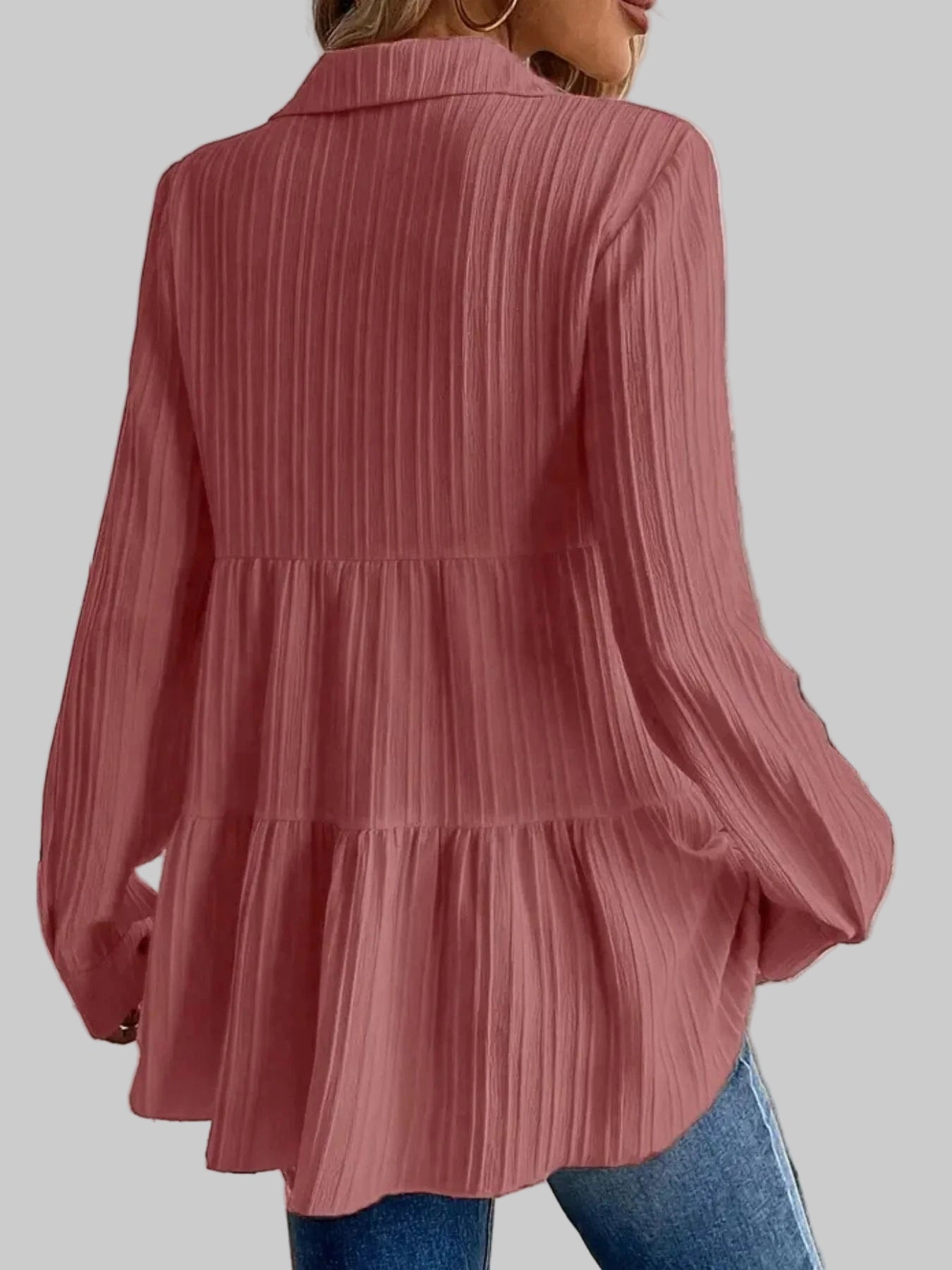 Striped Button-Down Tiered Shirt Shirts & Tops The Nichole Collection