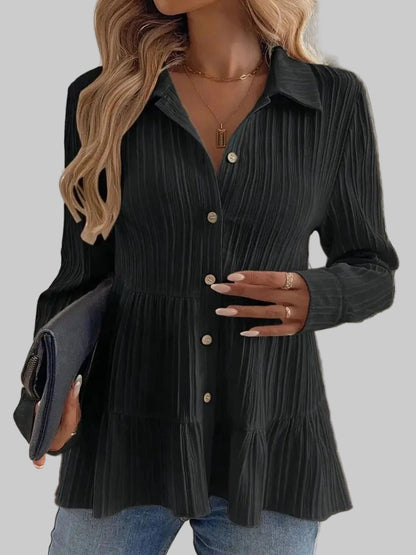 Striped Button-Down Tiered Shirt Shirts & Tops The Nichole Collection