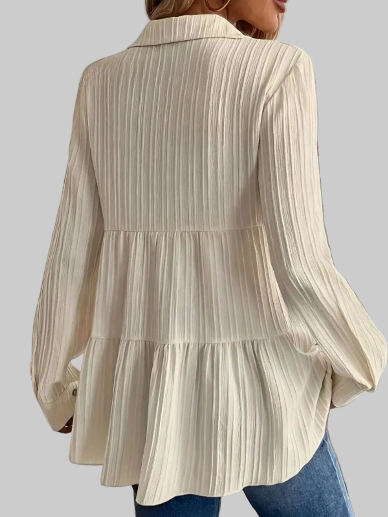 Striped Button-Down Tiered Shirt Shirts & Tops The Nichole Collection