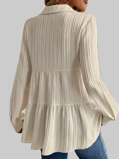 Striped Button-Down Tiered Shirt Shirts & Tops The Nichole Collection