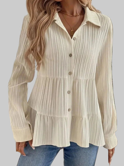 Striped Button-Down Tiered Shirt Shirts & Tops The Nichole Collection