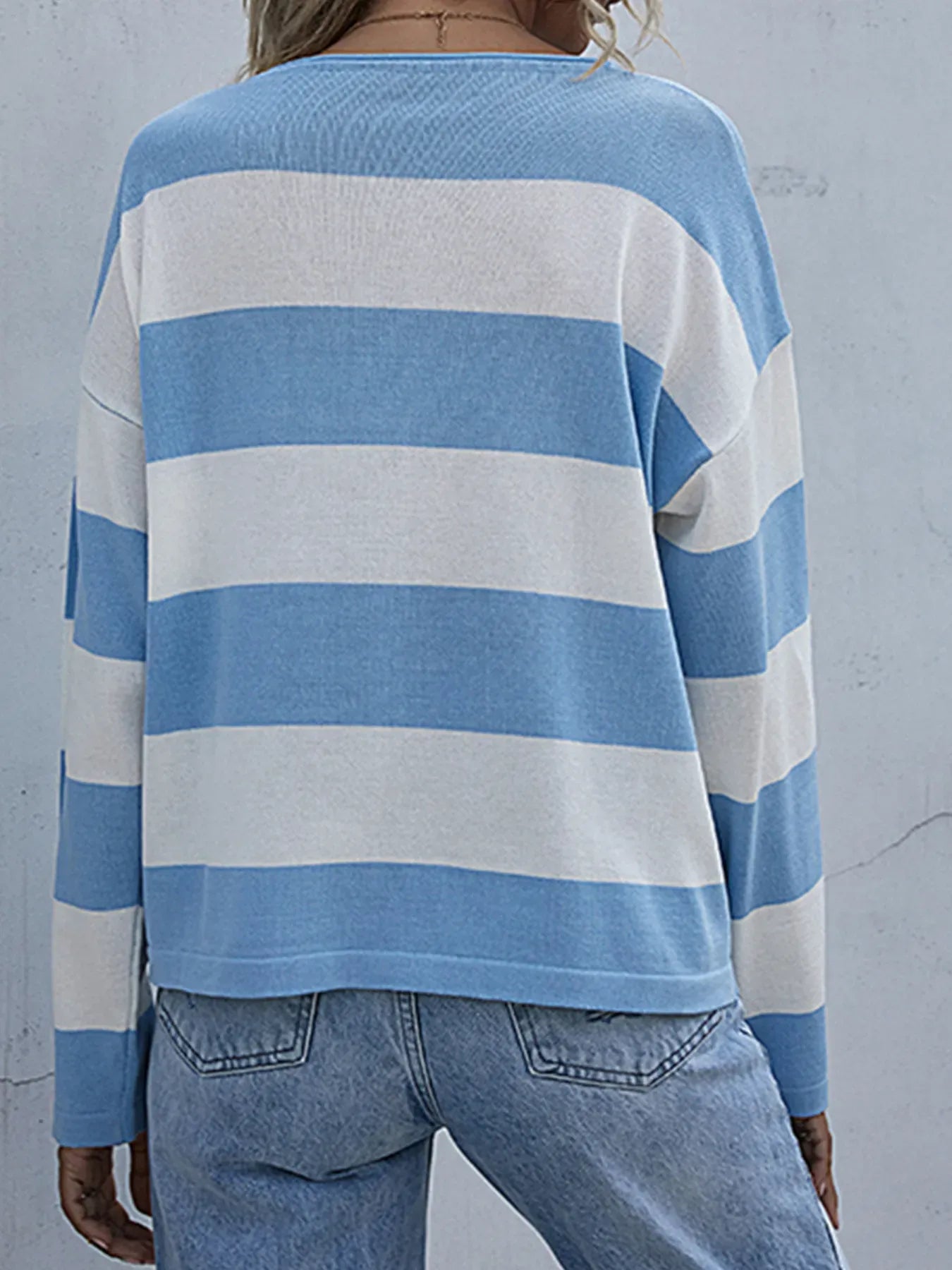 Striped Casual Long Sleeve Knit Top The Nichole Collection