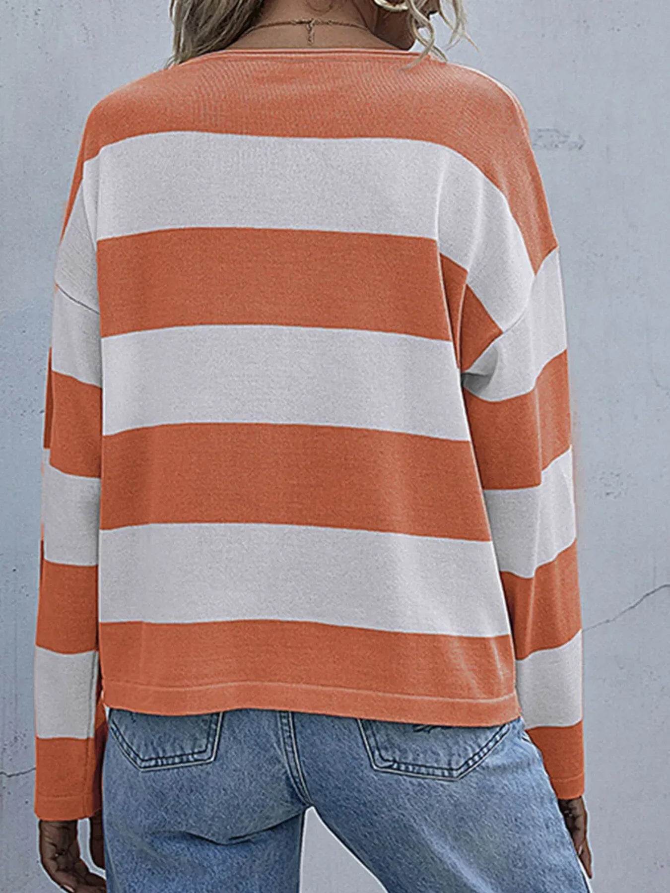 Striped Casual Long Sleeve Knit Top The Nichole Collection