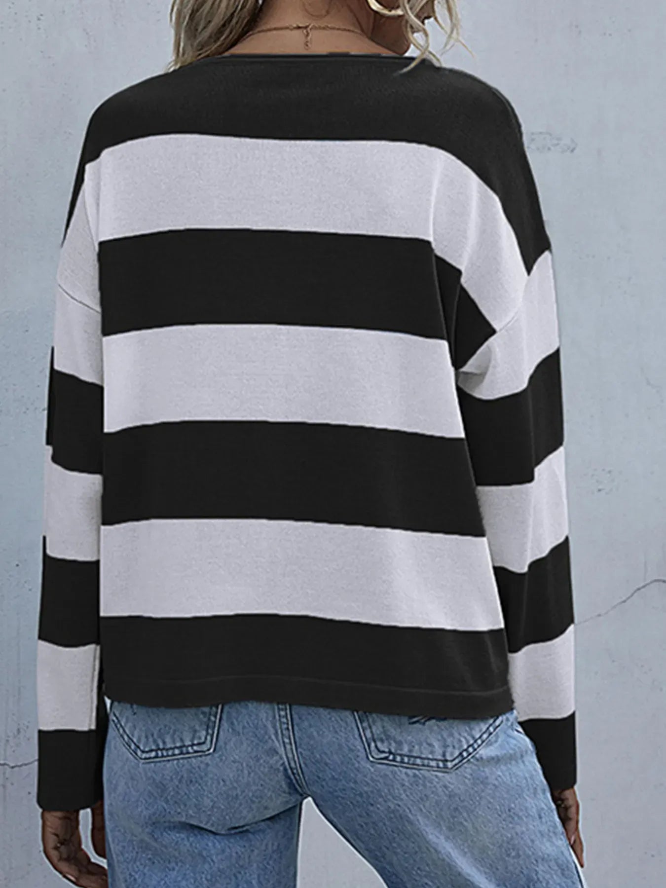 Striped Casual Long Sleeve Knit Top The Nichole Collection