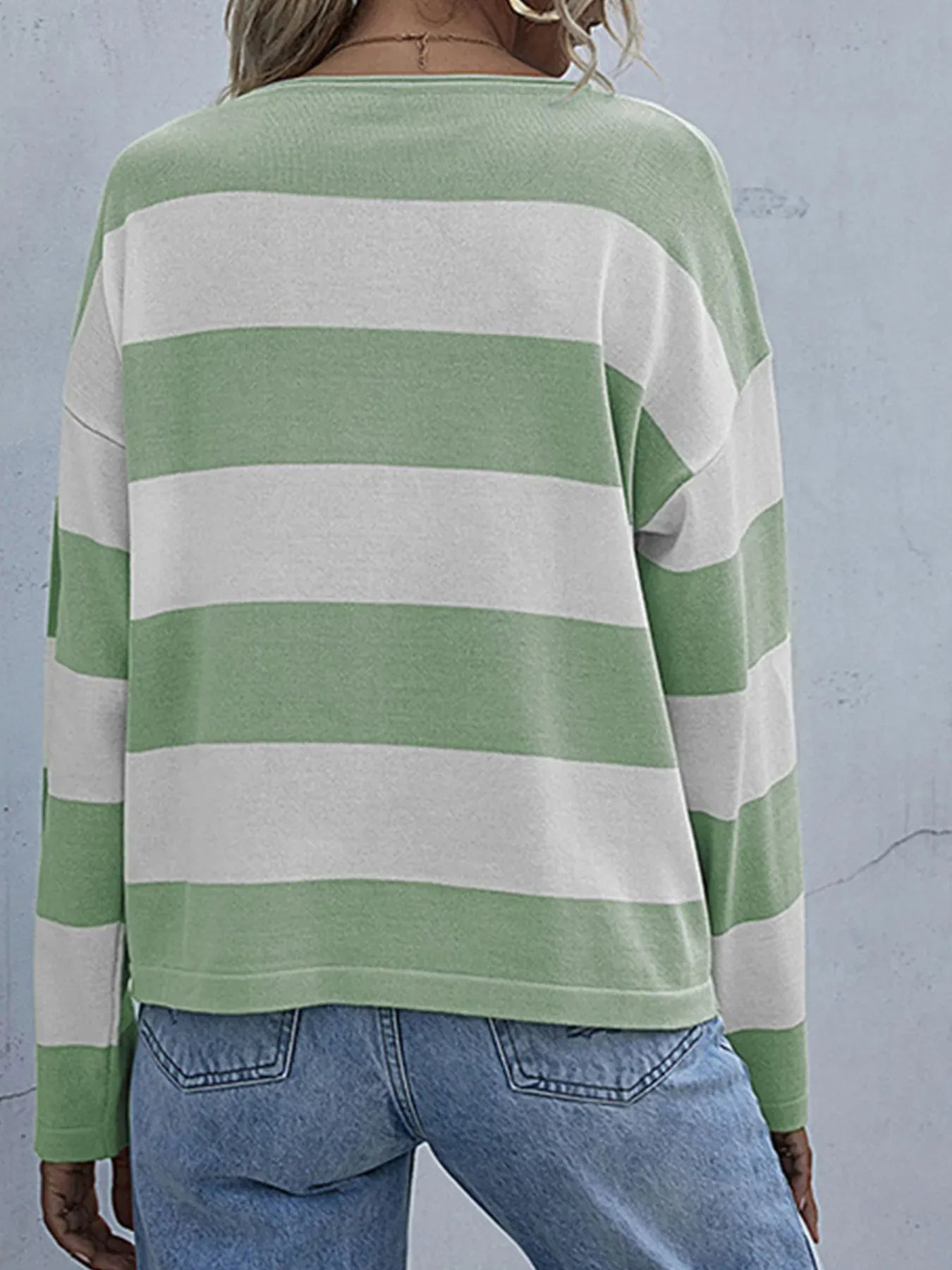 Striped Casual Long Sleeve Knit Top The Nichole Collection