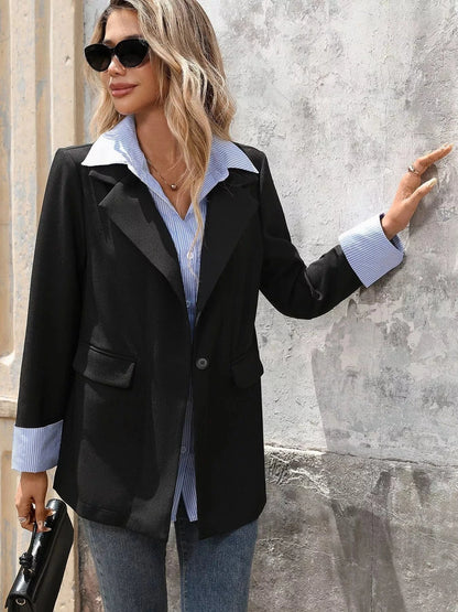 Striped Collar Two-Piece Look Blazer Jackets The Nichole Collection