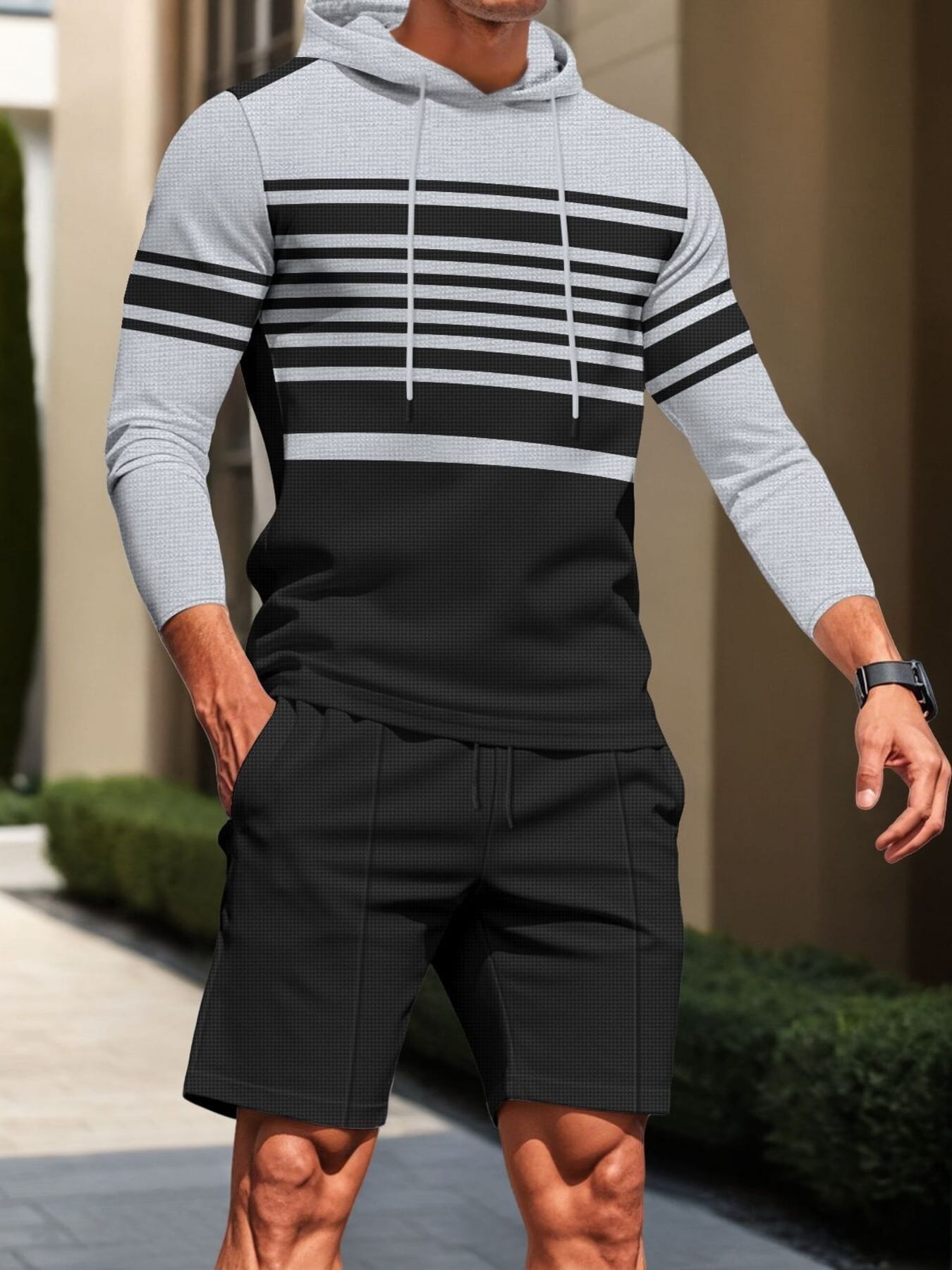 Striped Hoodie & Shorts Casual Set | The Nichole Collection