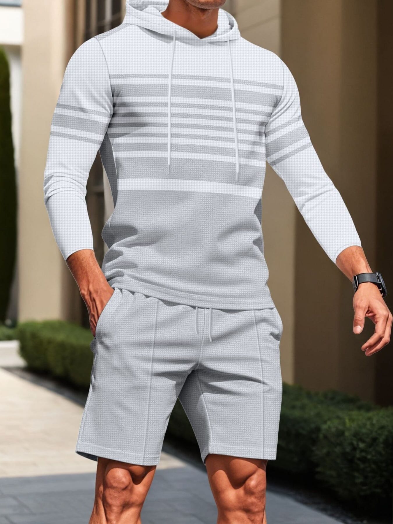 Striped Hoodie & Shorts Casual Set | The Nichole Collection