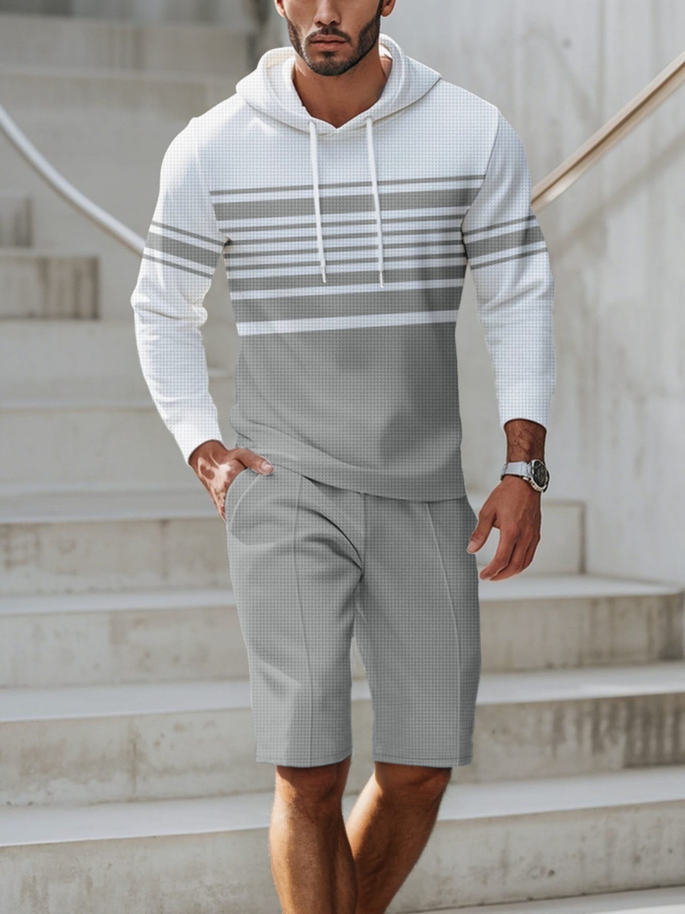 Striped Hoodie & Shorts Casual Set | The Nichole Collection